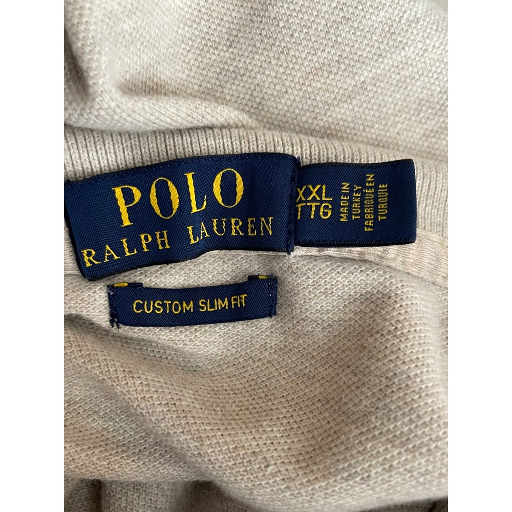 Polo Ralph Lauren Mens Shirt XXL Custom Slim Fit Tan‎ Heather Pony Logo - Picture 5 of 8
